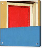 Red Door And Colored Walls Acrylic Print