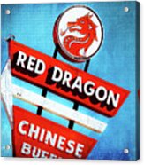 Red Dragon Neon Sign Acrylic Print