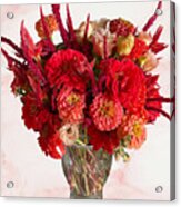 Red Flowers In Vase Acrylic Print