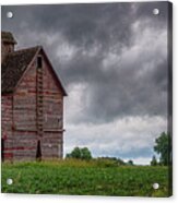 Red Ladder Barn In Storm Acrylic Print
