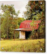 Red Roof Barn In Greenville County South Carolina Acrylic Print