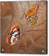 Red Sandstone And Ca Butterflies Acrylic Print