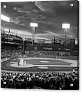 Red Sky Over Fenway Park Boston Ma Black And White Acrylic Print