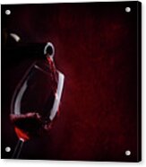 Red Wine Pouring In Wineglass Acrylic Print