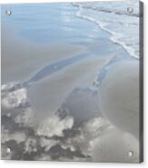 Reflection Of The Clouds In The Wet Sand Acrylic Print