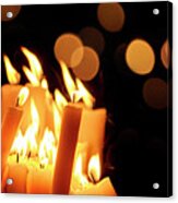 Religious Candles In Front Of Bokeh Light Acrylic Print