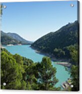 Reservoir And Castle Of Guadalest Acrylic Print
