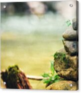 Riverside Cairn Acrylic Print