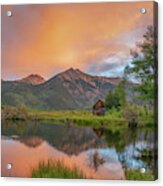 Rocky Mountain Peaceful Sunset Reflection Acrylic Print
