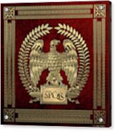 Roman Empire - Gold Imperial Eagle Over Red Velvet Acrylic Print