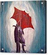Romantic Couple Under Umbrella Acrylic Print