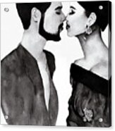 Romantic Kissing Couple Sketch Acrylic Print