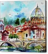 Rome Saint Peter Basilica St Angelo Bridge Acrylic Print