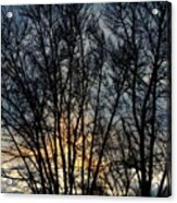 Rooftop Winter Sunset - Impressionism Acrylic Print