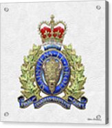 Royal Canadian Mounted Police -  R C M P  Badge Over White Leather Acrylic Print