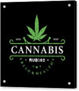 Rubino Brand Logo T-shirt T Shirt Tee Cannabis Marijuana Weed Acrylic Print