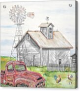 Rural White Barn A Acrylic Print