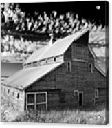 Rustic Barn On The Prairie In Pierce County Nn Near Hurricane Lake - Black And White Ir Conversion Acrylic Print