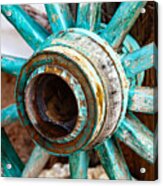 Rustic Vintage Turquoise Wagon Wheel Acrylic Print