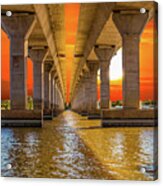 Sailboat Bridge At Sunset Acrylic Print