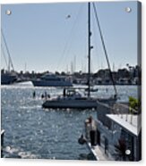 Sailboats And Yachts In The Water At Beautiful Marina Del Rey Acrylic Print