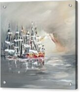 Sailing Boats At Harbor Acrylic Print
