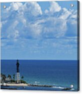 Sailing Past The Hillsboro Inlet Lighthouse In Florida Acrylic Print