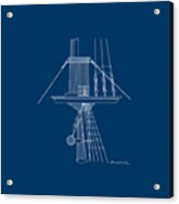 Sailing Ship Lookout - Crow's Nest - Blueprint Acrylic Print