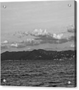 Saint John Sunset From Sapphire Beach In Saint Thomas Black And Whtie Acrylic Print