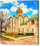 Saint Seraphim Cathedral In Dallas, Texas - Watercolor Painting Acrylic Print