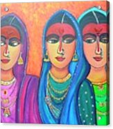 Sakhi-friends Forever Figure Painting On Canvas Acrylic Print