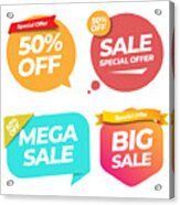 Sale Of Special Offers And Discount Gradient Label Banner Template Vector Design On White Background. Acrylic Print