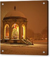 Salem Common Bandstand Christmas Tree In Snow Acrylic Print