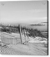 Sand Fence On The Beach At Emearld Isle North Carolina Acrylic Print
