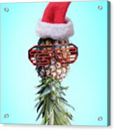 Santa Ananas. Funky Pop Art Minimal Christmas In Summer Concept. Acrylic Print