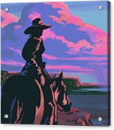 Scenic Sunset Canyon Cowgirl Acrylic Print