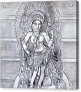 Sculpture pencil  drawing of Madanika Chennakesava temple Karnataka Acrylic Print