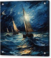Sea Spirit - Dark Blue Art Acrylic Print