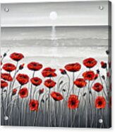 Sea With Red Poppies Acrylic Print