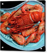 Seafood Platter On Plate By Kaye Menner Acrylic Print