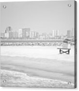 Seal Beach Lifeguard Towers Black And White Photo Acrylic Print