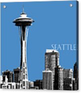 Seattle Skyline Space Needle - Slate Blue Acrylic Print