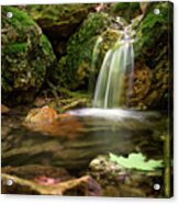Secret Faery World - Small Waterfall In Forest At Blue Mound State Park Wisconsin Acrylic Print