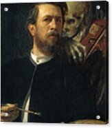 Self Portrait With Death Playing The Fiddle 1872 Acrylic Print