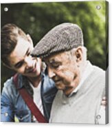 Senior Man And His Grandson In Nature Acrylic Print