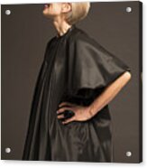 Senior Woman Wearing Black Satin Dress Acrylic Print
