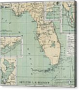Seventh Light House District Vintage Map Florida 1898 Acrylic Print
