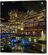 Shanghai, The Yuyuan Bazaar And His Pond At Dusk. Acrylic Print