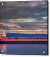 Ship In Bedford Basin At Sunset Acrylic Print