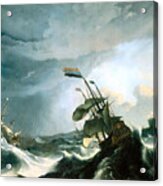 Ships In Distress In A Heavy Storm Acrylic Print